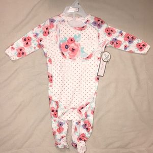 Floral NWT Sleeper with Bib and Onesie